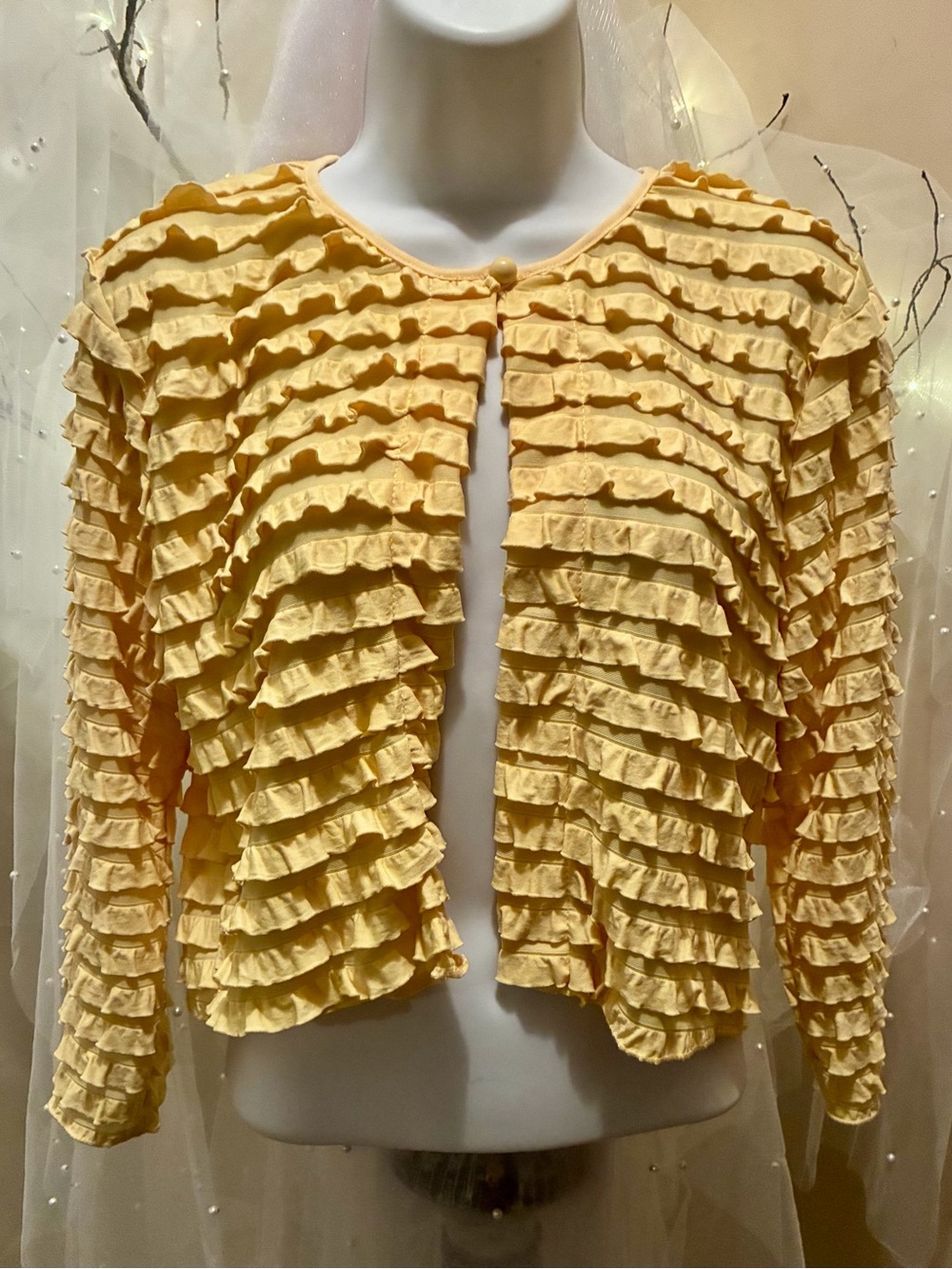 Newport Pale Yellow Ruffle Shrug